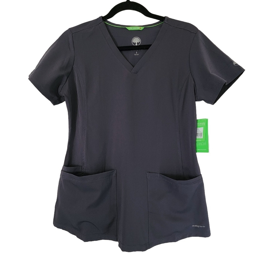 HH Works by Healing Hands Monica Women's 4-Pocket Stretch V-Neck Scrub Top (S)